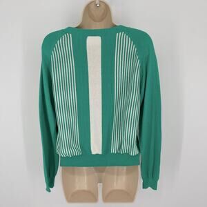 Callahan Lydia Cardigan NEW Womens S  Sea Green White Stripe Lightweight Cotton